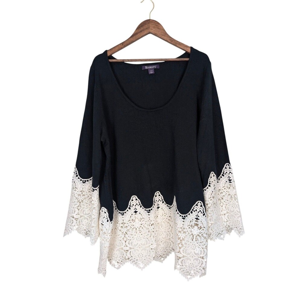 Roamans Crochet Lace Sweater